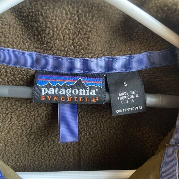 Patagonia Vintage Jacket 90s Synchilla Brown Fleece Small Made USA Retro Comfy - Picture 3 of 15